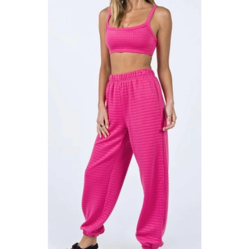 Princess Polly Arabella Quilted Hot Pink Joggers